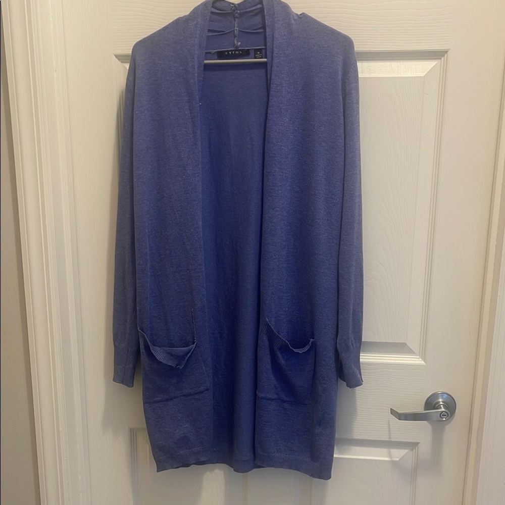 Cyrus Women's Blue Open Front Sweater